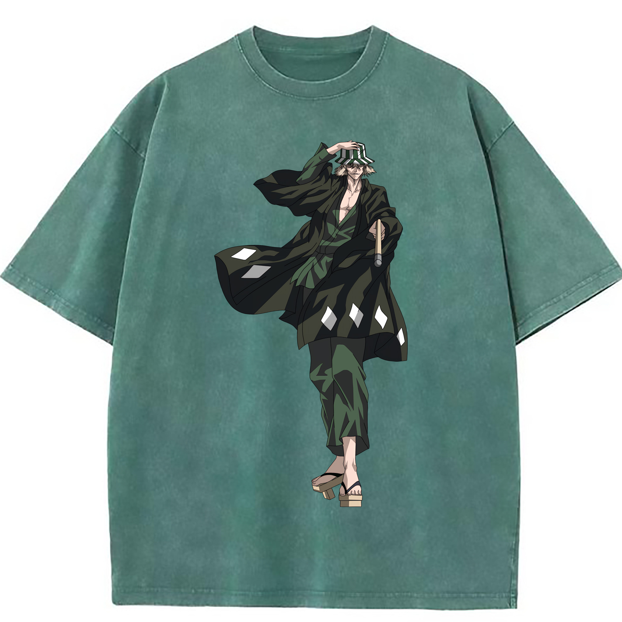 （画像用） "ブリーチ 浦原 喜助（うらはら きすけ） BLEACH Urahara Kisuke " 綿100% ヴィンテージ風 半袖Tシャツ（フロントプリント）